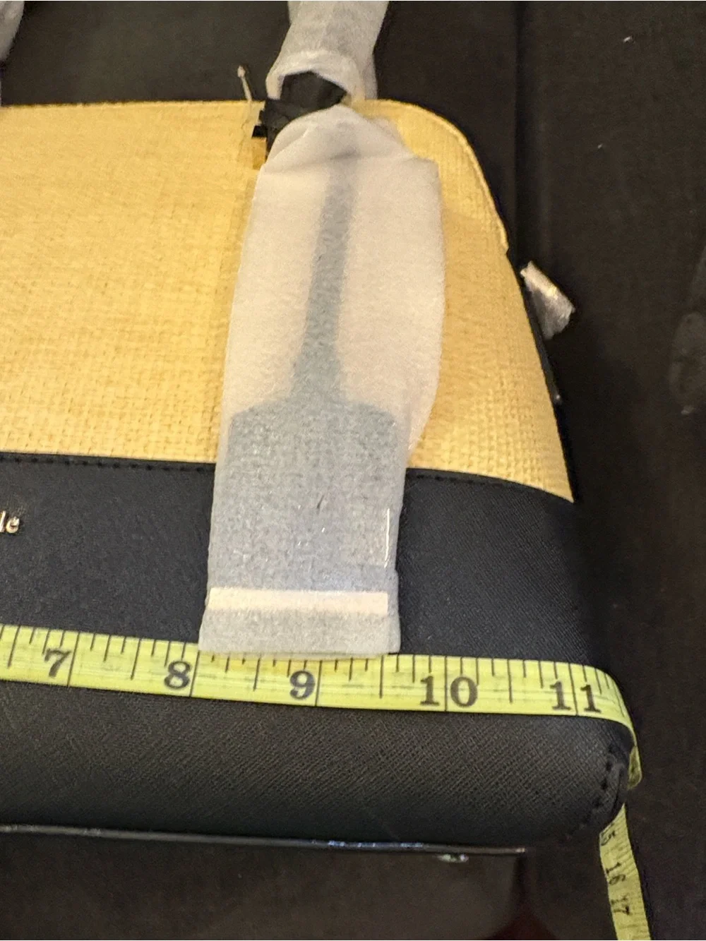 kate spade Cream Straw and Black Leather Satchel